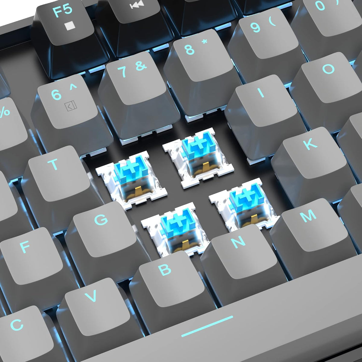 MageGee 75% Mechanical Gaming Keyboard, Blue Switch, LED Backlit, 87 Keys Compact TKL Wired Computer Keyboards for Windows Laptop PC Gamer - Grey/Black