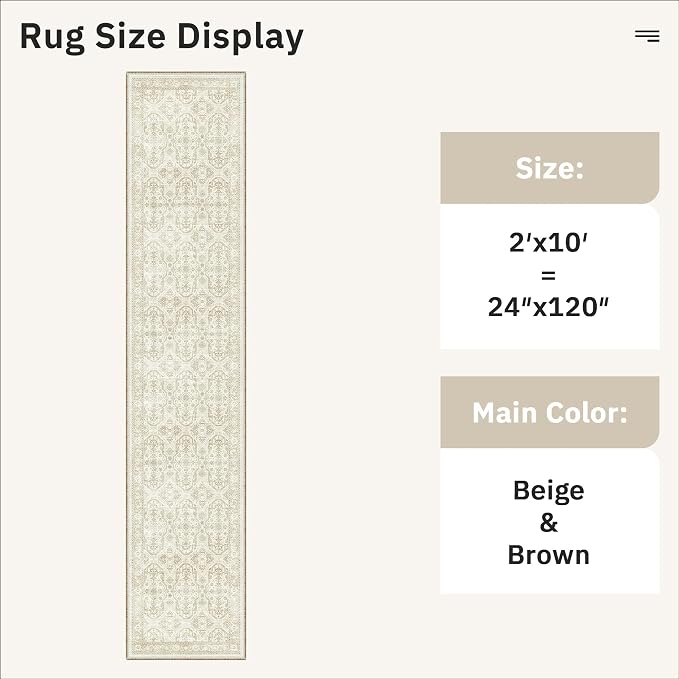 Soalmost Runner Rug 2x10 Washable Non-Slip Hallway Runner Rugs