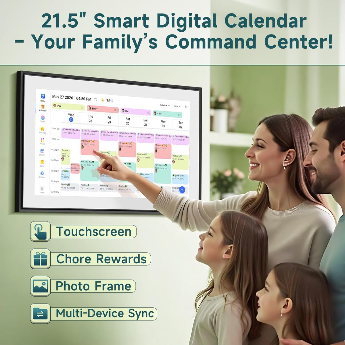21.5" Digital Calendar with Chore Rewards, Touchscreen & Photo Frame