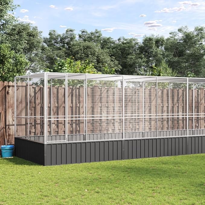 Steel Aviary with Extension, Large Bird Cage with Lockable Door, Aviary Spacious and Versatile Cage Ideal for Parakeets, Parrots, Lovebirds, Cockatiels, Pigeons, 327.6"x81.5"x83.5",-283