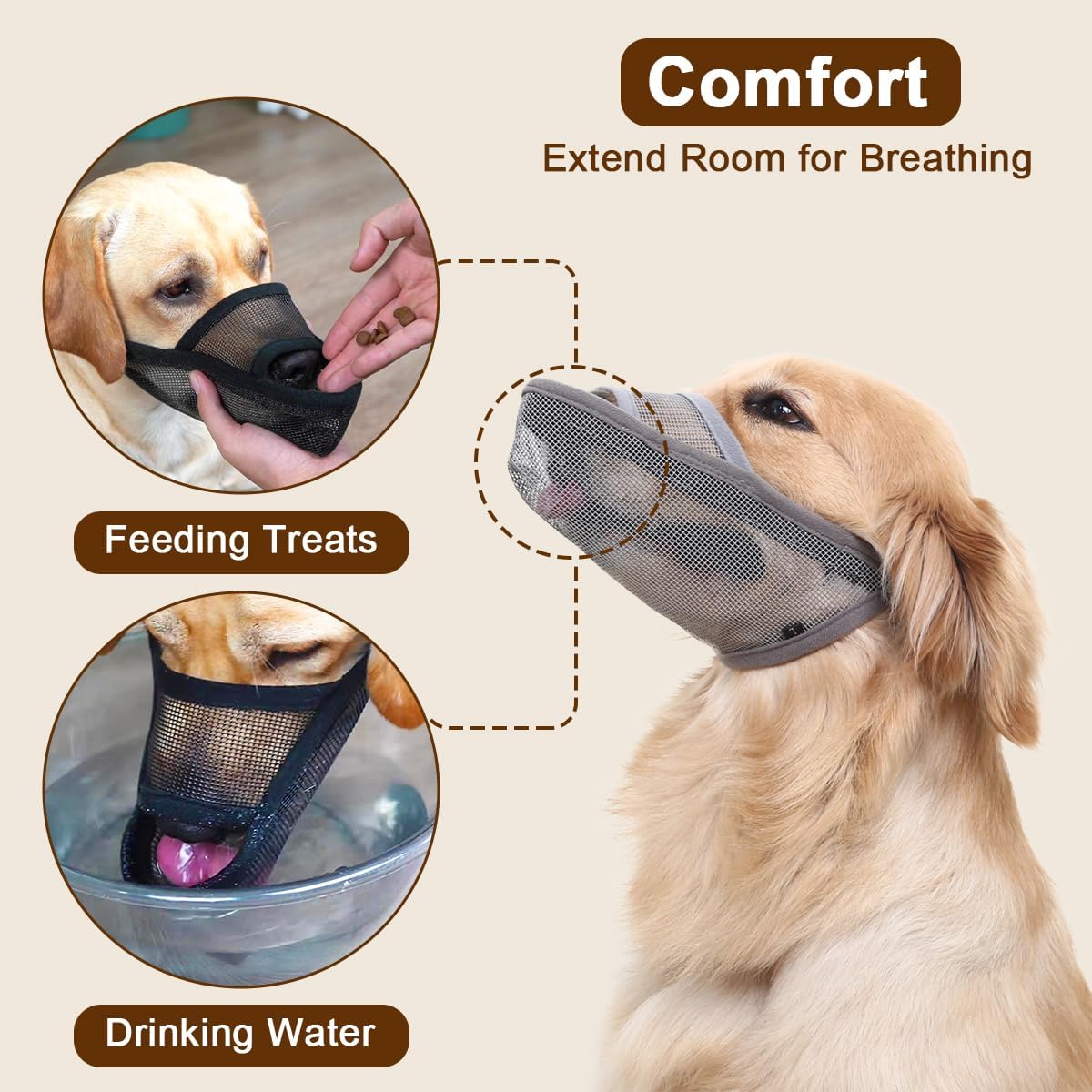 Crazy Felix Nylon Dog Muzzle for Small Medium Large Dogs Dachshund Beagle Poodle Labrador, Air Mesh Breathable and Drinkable Pet Mouth Guard for Anti-Biting Chewing Scavenging (XXS, Black)