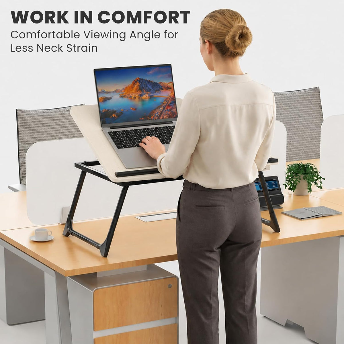Laptop Bed Desk, 5-Angle Adjustable Bed Laptop Table with Cup Holder
