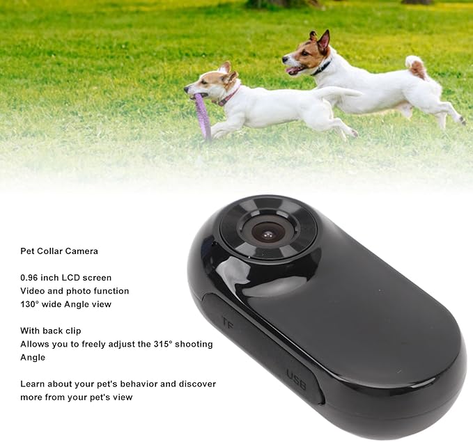 Cat Camera Collar, Pet Collar Camera with Memory Card, HD 1080P Wire Less Dog Tracker Camera Adjustable Mini Action Camera for Video Records (32GB)
