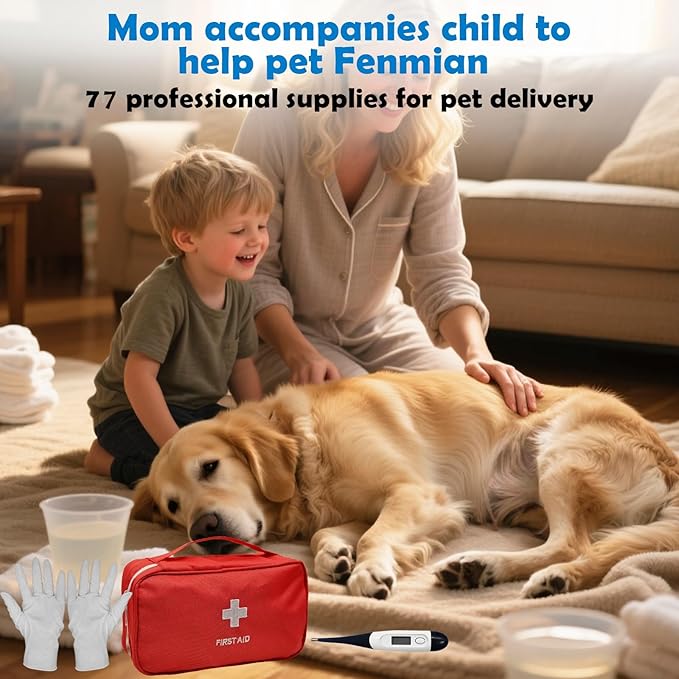 Whelping Kit for Puppies Birth - Reusable Birthing with 77Piece,Birthing Essentials with Emergency Whelping Supplies,Kitten Bottle Feeding kit for New Born Puppy Supplies and Kitten