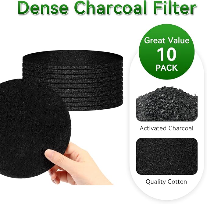 10 Pack Charcoal Filters for Compost Bucket, Compost Filters for Countertop Bin