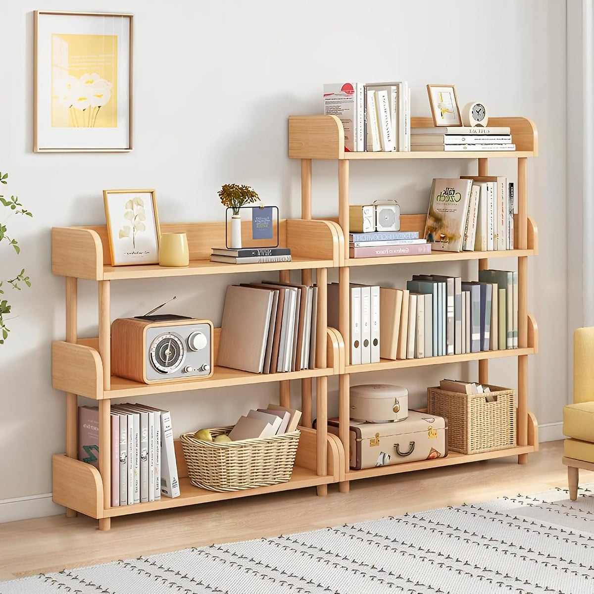 OSCHF 3-Tier Wooden Open Bookcase, Oak