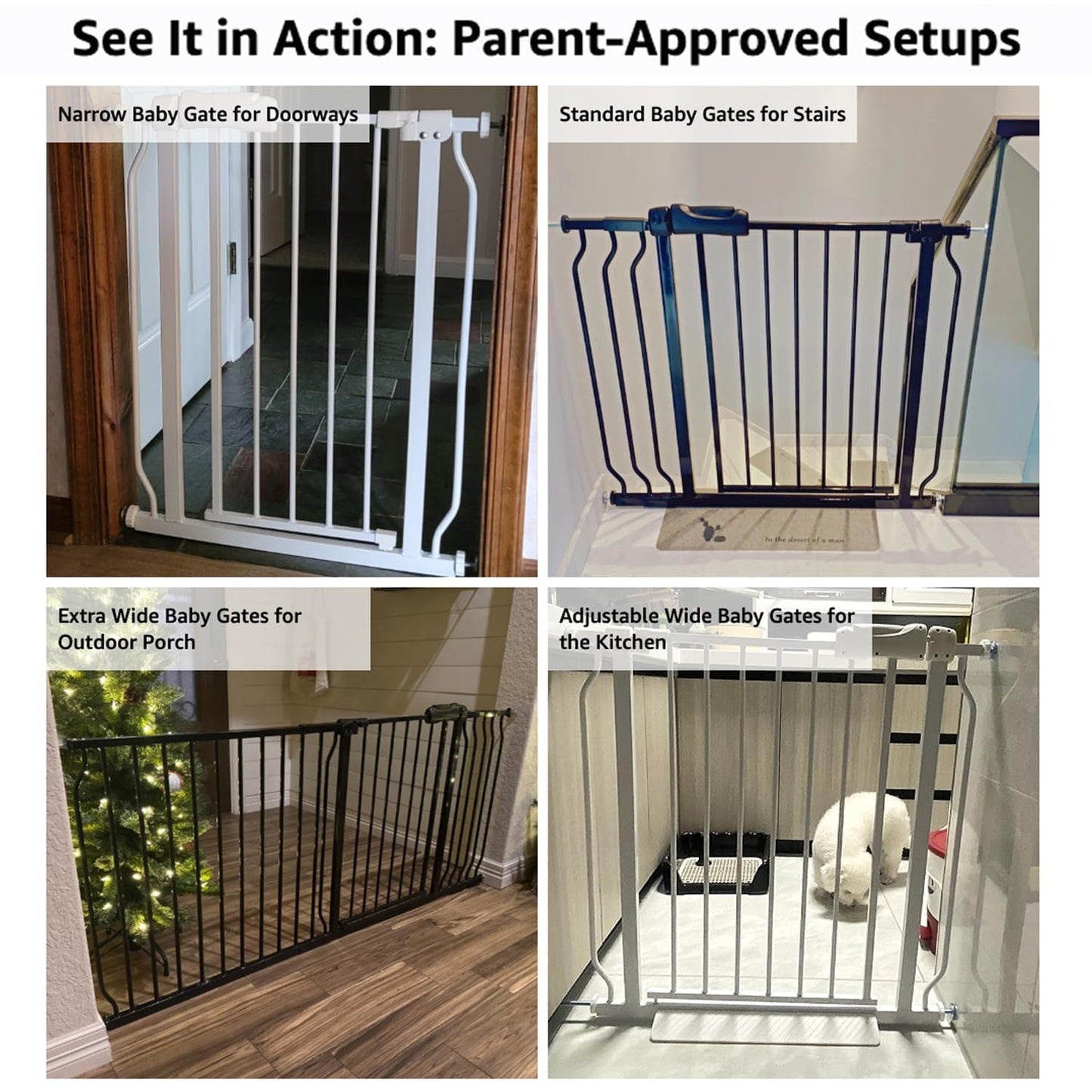 Wide Baby Gate 67-71.5 Inch Heavy Duty Steel Safety for Stairs, Pressure-Mounted Indoor Dog, No Drilling, Modern Home Design, Black