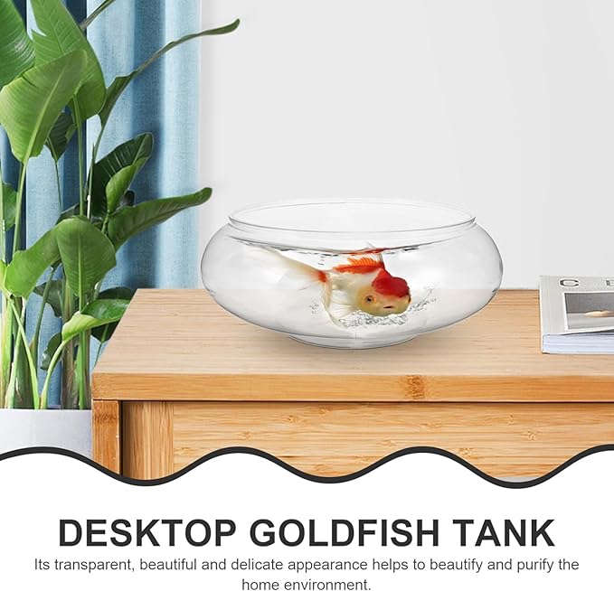 Clear Fish Bowl Vase Bubble Bowl Round Shallow Planter Terrarium Fish Bowl Aquatic Plant Pot Daffodil Pot Hydroponic Planter Fish Tank Aquarium Bowl