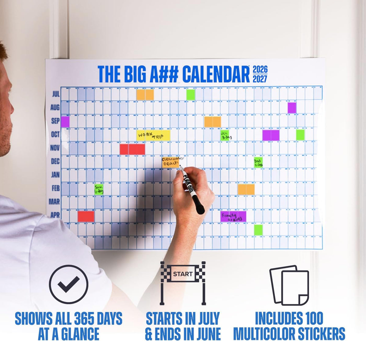 Big A## Calendar - Mini 2026-2027 Dry-Erase Wall Calendar - Neu - 2x1.5 ft
