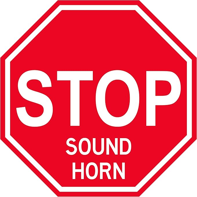 Stop "Sound Horn" - Laminated Floor Sign by Graphical Warehouse - 12” x 12” (22)