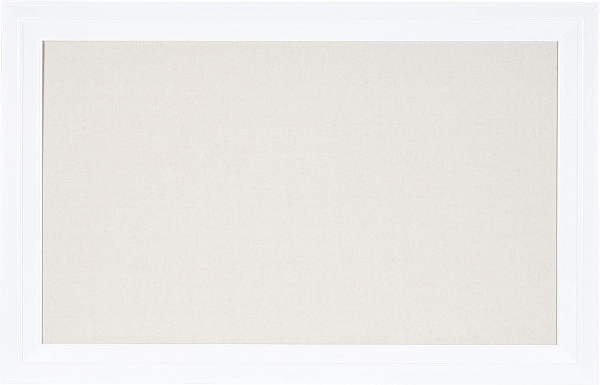 Kate and Laurel Whitley Modern Linen Fabric Pinboard, 29.5" x 45.5", White, Contemporary Bulletin Board for Wall