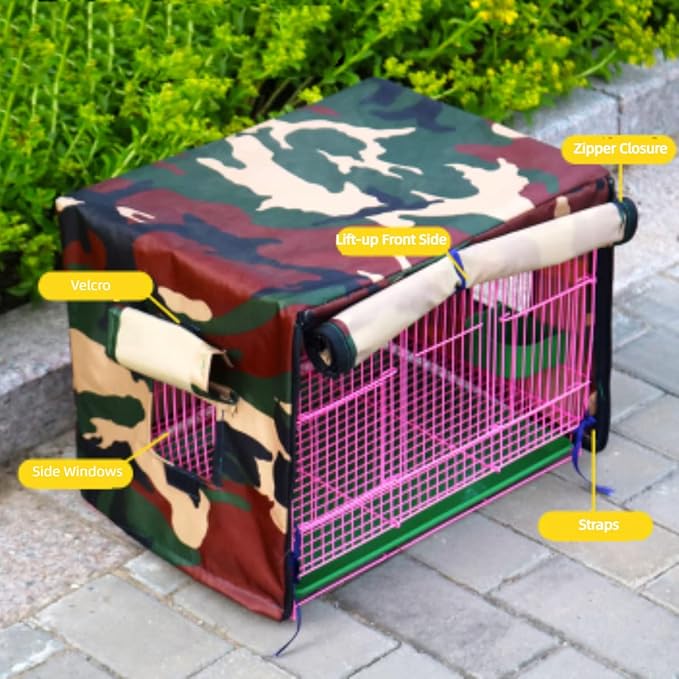 MANON ROSA Bird Cage Cover - Lightproof Birdcage Covers Nighttime- Ideal for Parrots Cockatiels Parakeets Cockatoos Lovebirds Finches Budgerigars Conure (XL(14.2" Lx13.4 Wx20.5 H),Camouflage)