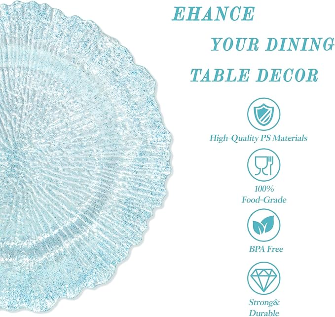 U-QE 60PCS Clear Blue Plates