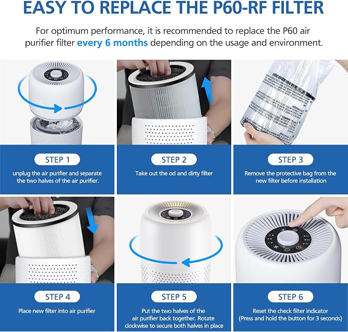 4 Pack P60 Replacement Filter Only Compatible