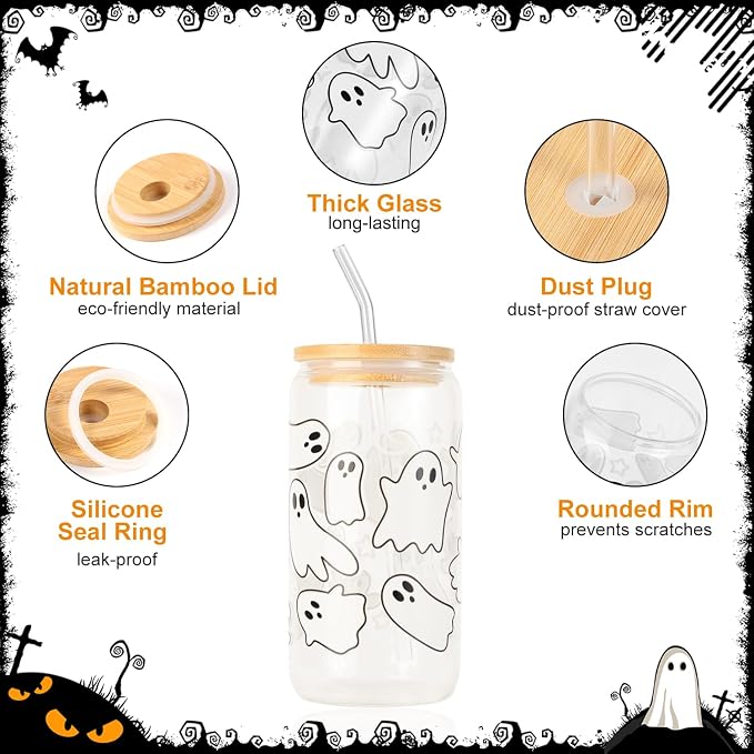 Halloween Ghost Fall Glass Cup