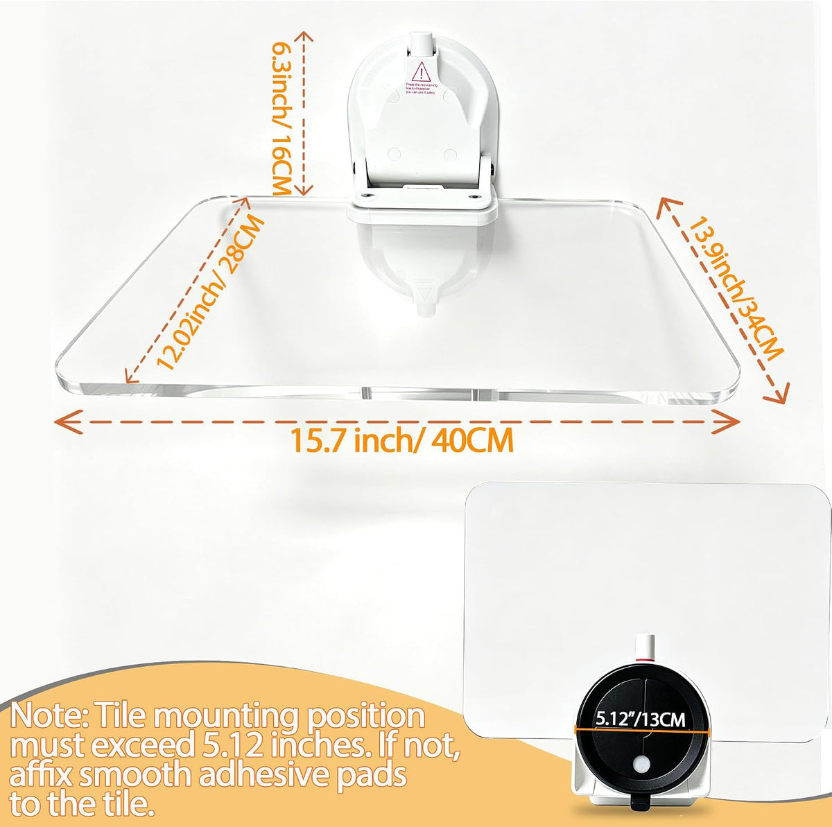 Suction Cup Foldable Shelf, No Trace Wall Mounted Floating Shelf