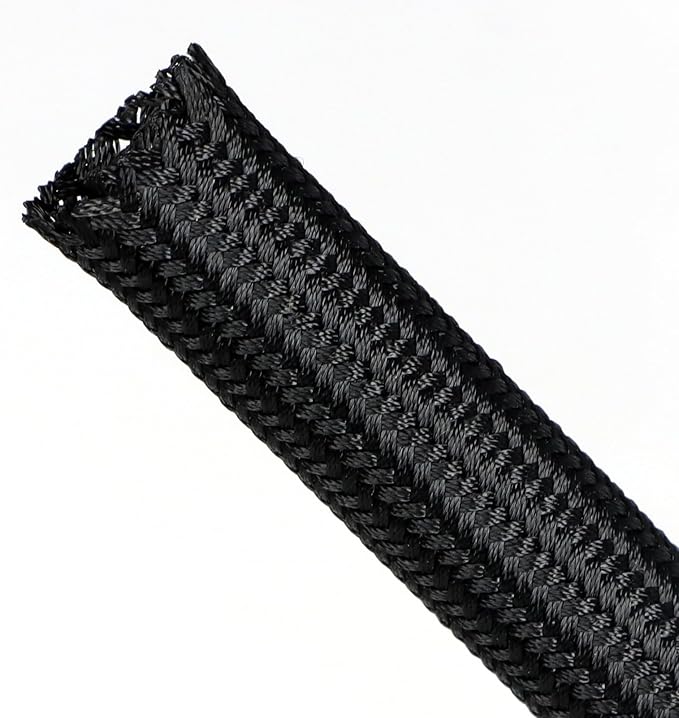 Polyamide Cable Sleeve, 10ft Flexible Expandable Braided Sleeving, Cable Management Sleeve for TV Computer Office Home Entertainment (Black, 1/4")