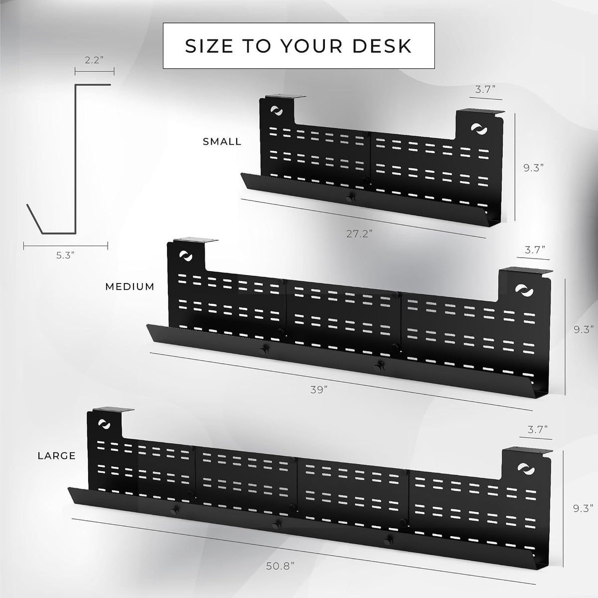 HumanCentric Under Desk Cable Management Tray & Cord Raceway, Black