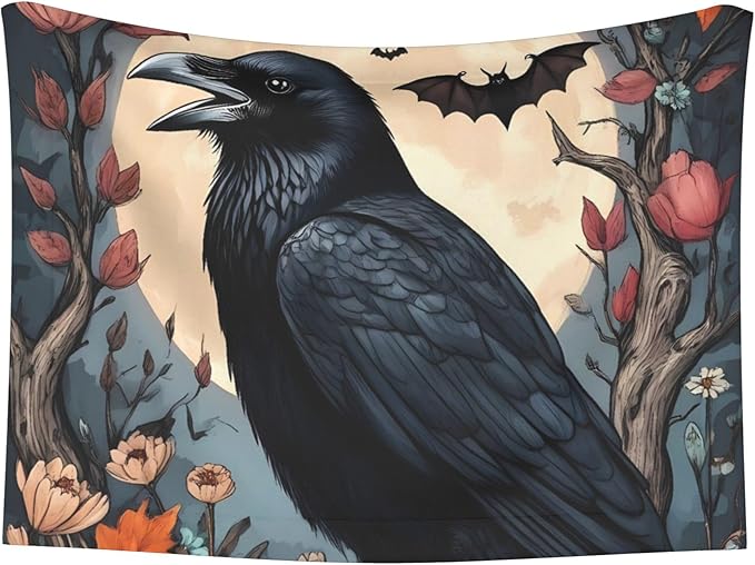 Waterproof Dog Blanket Soft Pet Blanket for Puppy Cat, Fleece Cat Throw Blankets for Furniture Bed Couch Sofa Reversible - Moonlit Crow Blossoms