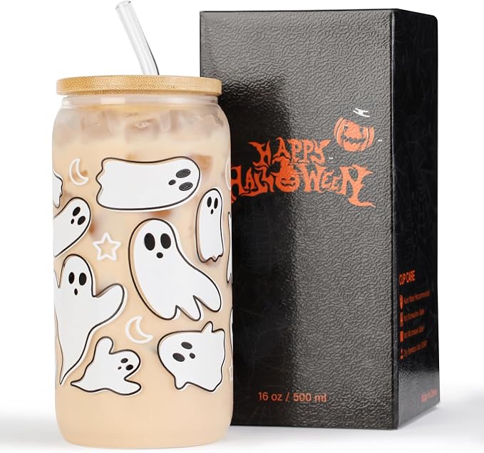 Halloween Ghost Fall Glass Cup