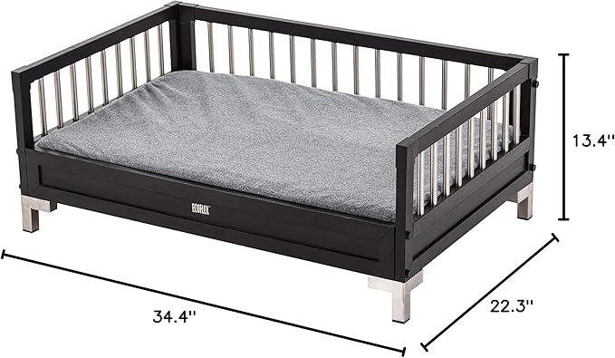 New Age Pet ecoFLEX Manhattan Raised Dog Bed w/Removable Cushion, Large, Espresso