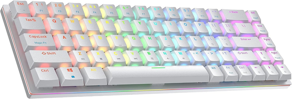 Ranked G65 Guardian 65% | Full Aluminum Frame | Ultra Slim Hot Swappable Mechanical Gaming Keyboard | 68 Keys Multi Color RGB LED Backlit for PC/Mac Gamer (White, Gateron Low Profile Brown)