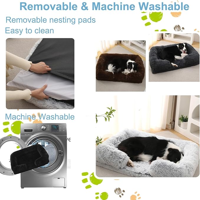 Dog Beds Large Sized dog Orthopedic, Sofa Dog Bed with Waterproof Lining and Nonskid Bottom, Rectangle Washable Dog Bed for Medium Small Dogs and Cats Comfortable ( Color : Black , Size : 43 x 27" )