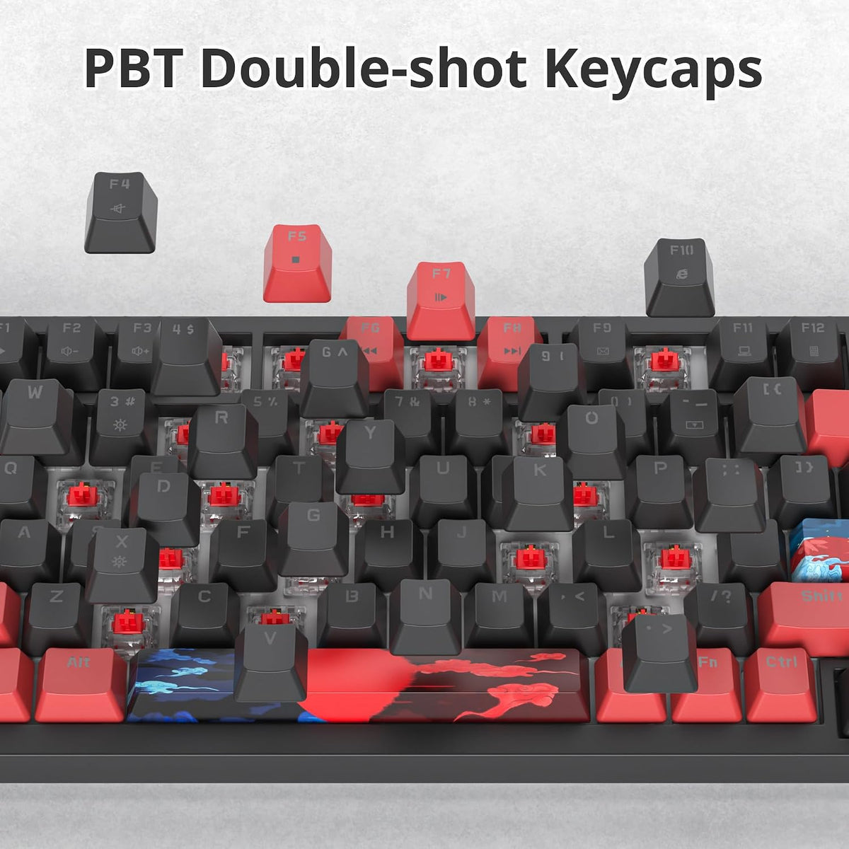 75% Mechanical Gaming Keyboard - Wired Gasket Mount TKL Hot Swappable RGB Backlit Knob for PC Laptop Windows Gamer (Red Black)