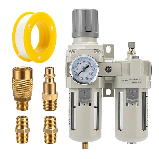 3/8" NPT Compressed Air Filter Regulator Lubricator Combination, Water/Oil Trap