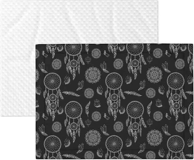 Reversible Dog Blanket for Beds Couches, Black and White Mysterious Dream Catcher, Double Sided Cat Blanket with Textured Dot Feel and Smooth Feel for Seasonal Comfort All Year