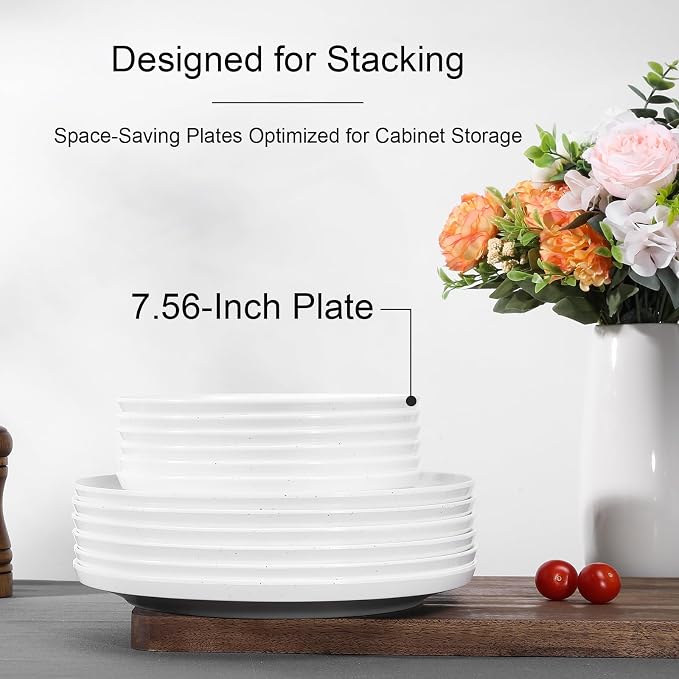 Webbylee Melamine Dessert Plates Set of 6-7.5" Serving Durable Dishes Perfect