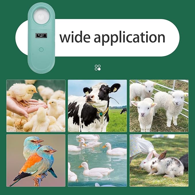Low Frequency Animal Chip Scanner with Magnifying Glass and LED Light - Lightweight for Pet Identification - 30 Sets Data Storage