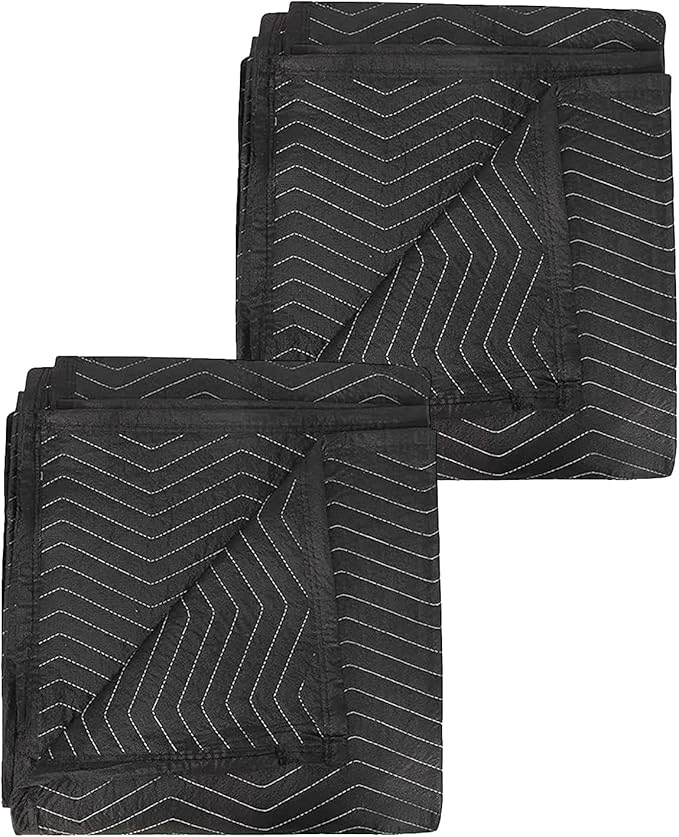 2 Pack Moving Blankets 40x 72" Moving Pads for Furniture Protection Quilted Packing Shipping Blankets for Furniture Moving Supplies