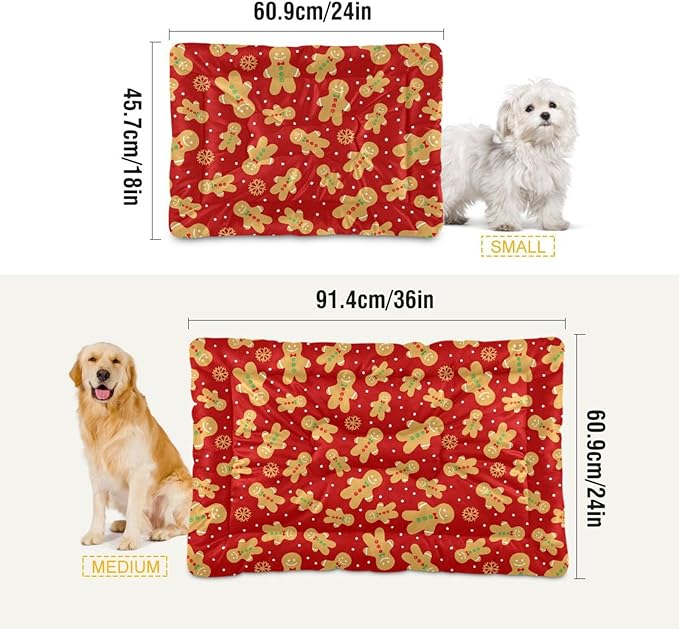 Christmas Gingerbread Cookie Pet Bed Cute Dog Bed Mat Absorbing Non Slip Pad Pet Sleeping Mat for Small, Medium, and Large Dogs Puppy Cat 24 in x 18 in