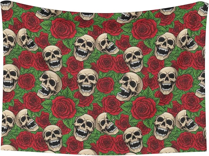 Pet Blanket for Travel and Home, Floral Rose Flowers Day of The Dead Sugar Skulls, Reversible Plush Dot Design with Soft Grip Texture on One Side Perfect for Car Seats Moving Vehicles