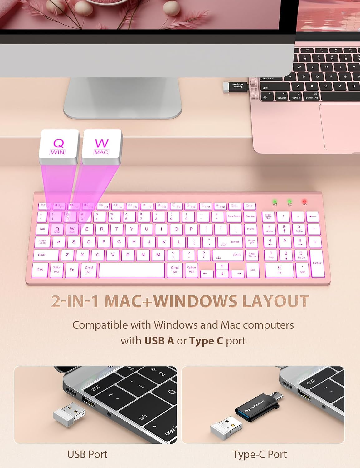 SABLUTE Wireless Keyboard and Mouse Combo, Compact Backlit Scissor Keys