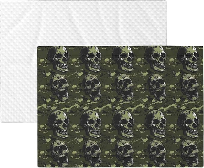 Waterproof Dog Blanket Soft Pet Blanket for Puppy Cat, Fleece Cat Throw Blankets for Furniture Bed Couch Sofa Reversible - Green Camouflage Skull 7