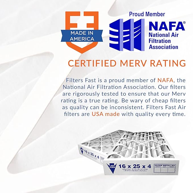 Filters Fast 22x22x1 Air Filter MERV 11, Made in the USA, Actual Size: