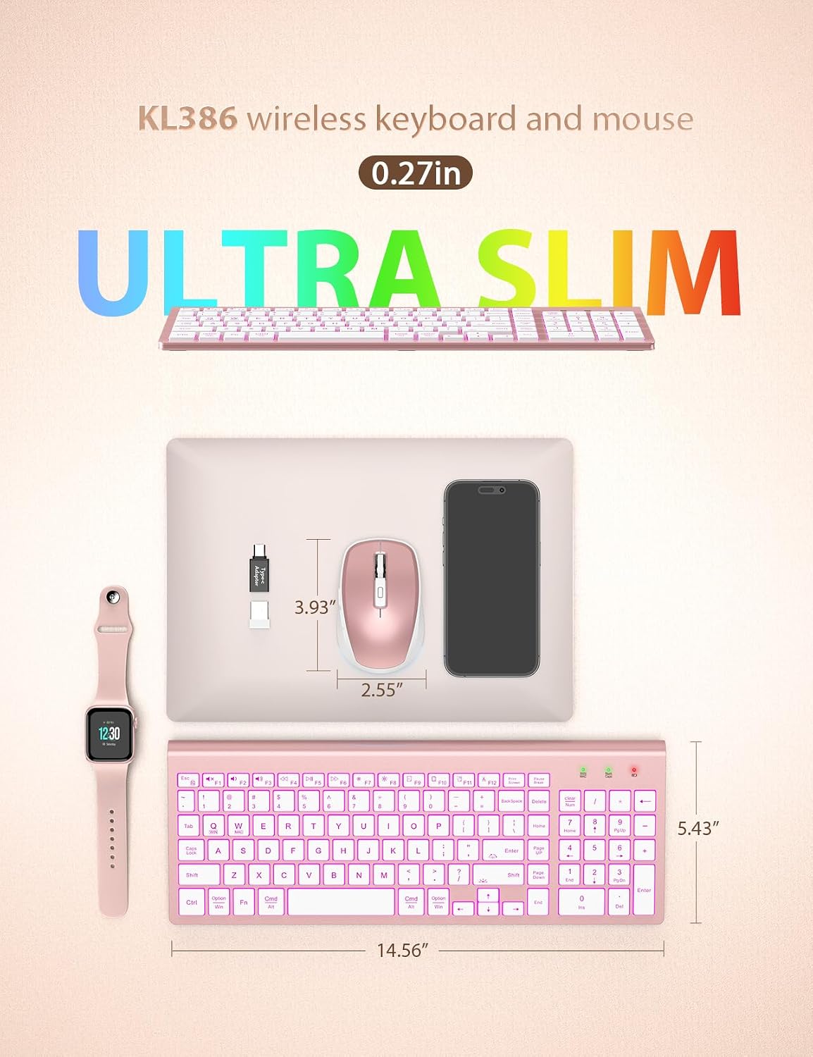 SABLUTE Wireless Keyboard and Mouse Combo, Compact Backlit Scissor Keys
