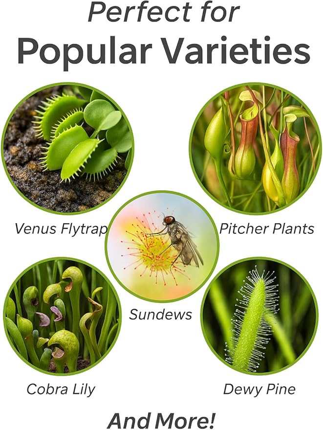Gardenera Professional Carnivorous Plant Soil - Ready to Use for Venus Flytraps, Sundews, Pitcher Plants, Butterworts | Peat Moss, Coco Coir, Perlite - 4 Quart Bag