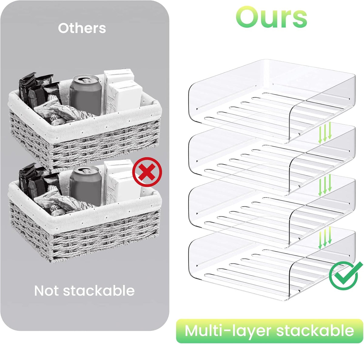Tomorotec 4 Pack Clear Stackable Letter Tray, A4 Desk File Organizer Set
