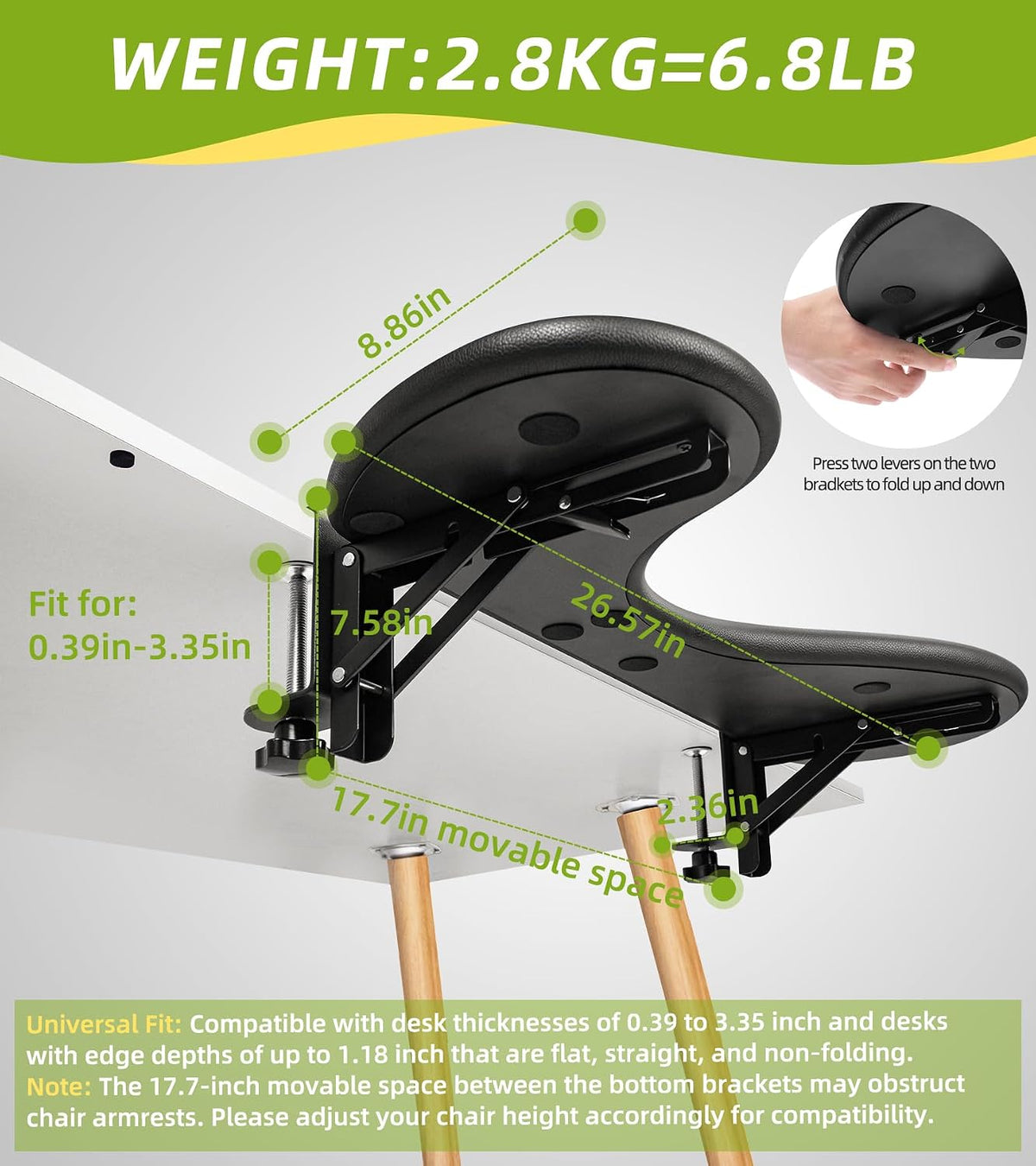 Desk Extender Adjustable Arm Rest Support for arm Support for Computer Desk Ergonomic Arm Rest Extender Rotating Mouse Pad Holder for Table Office Desk