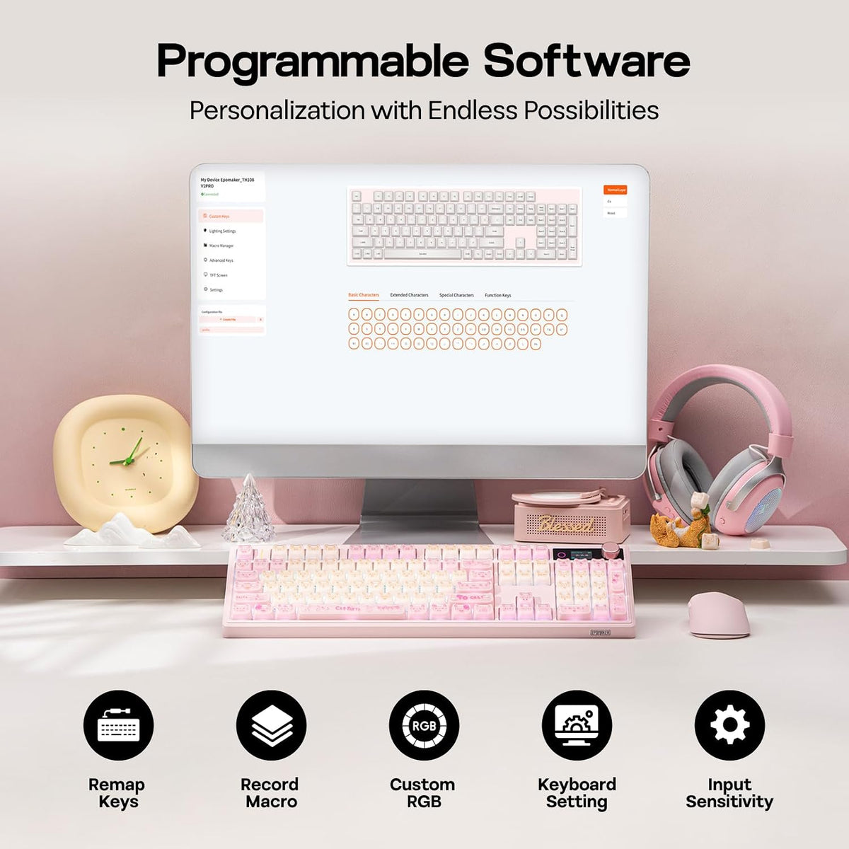 EPOMAKER TH108 V2 PRO Full Size Mechanical Keyboard with Screen&Knob