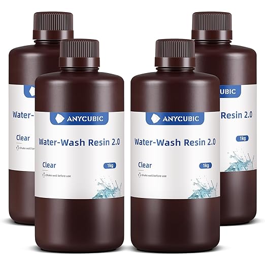 ANYCUBIC Water Washable 3D Printer Resin 2.0 Bundle, 405nm High Precision