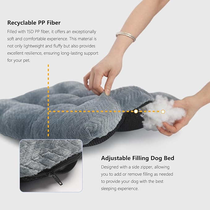 Small Dog Bed for Crate Washable Dog Crate Mat for Dog Cages 24 inch Dog Crate Bed Dog Mats for Sleeping,Up to 25 lbs Soft and Fluffy Crate Pillow Dog Floor Mat Tire Printing Grey S.
