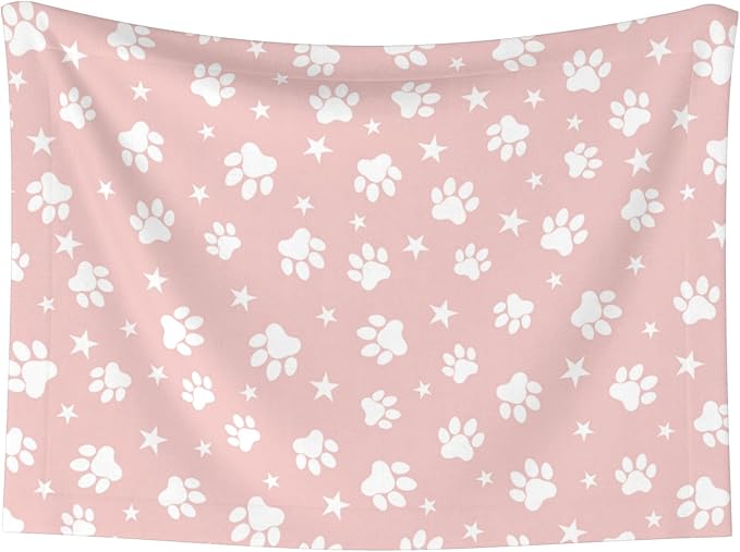 Pink Blanket for Dog Cat - Paw Throw Blanket 23x16 Stars Pet Blanket for Couch Sofa Bed
