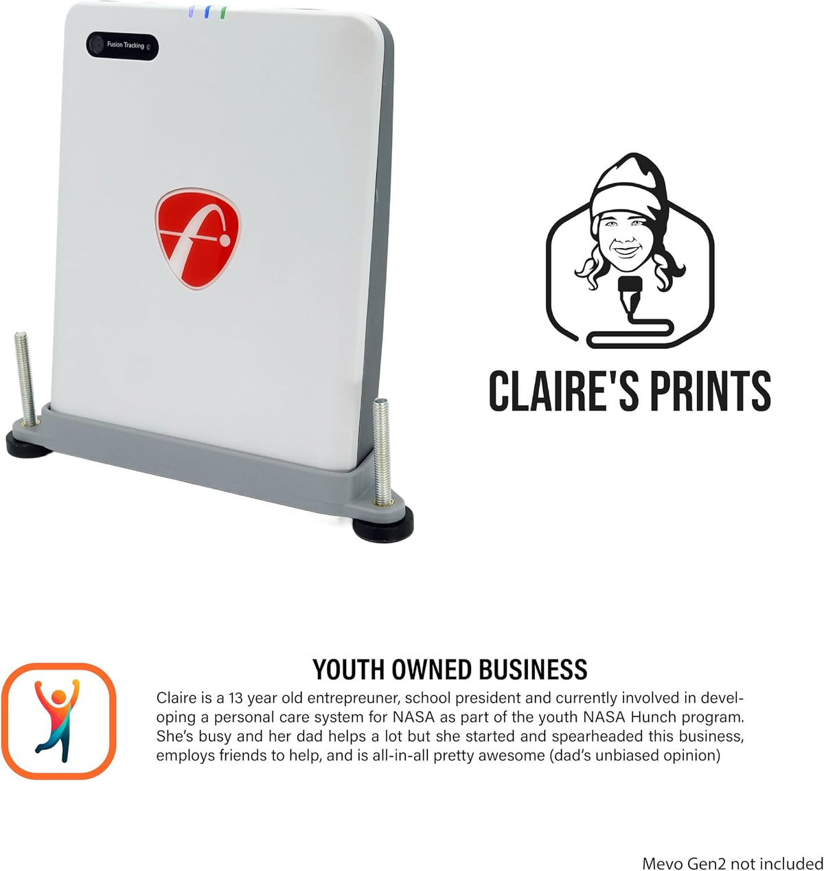 Claire's Prints Leveling Stand Compatible with Mevo Gen 2 Launch Monitor – Precision Adjustable Base, Oversized Bubble Level, ASA Heat & UV Resistant, Made in USA