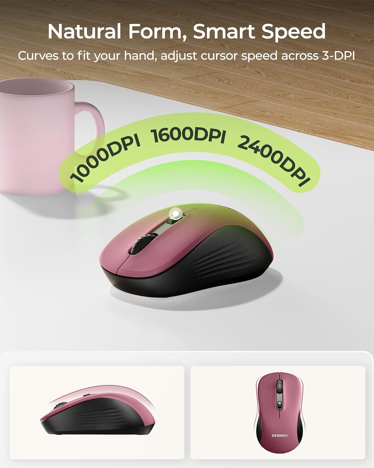 seenda COE200 Wireless Bluetooth Keyboard and Mouse Combo with Wrist Rest