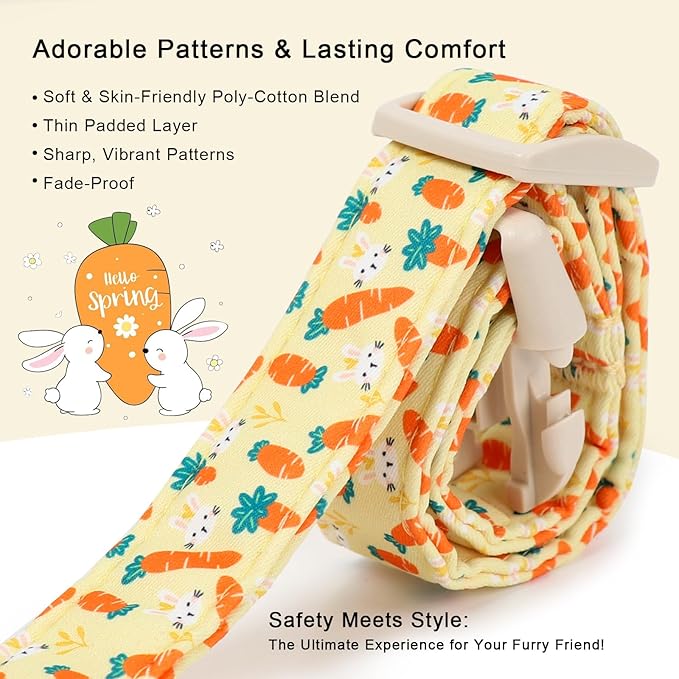 Easter Dog Collar for Small Dogs - Cute Carrot Bunny Easter Collars for Boy Girl Dogs, Lightweight Adjustable Yellow Cartoon Holiday Dog Collar S