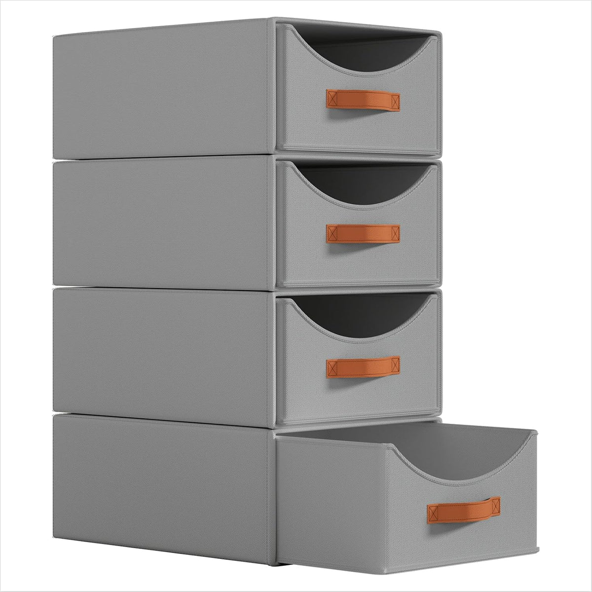 Homsorout Large Closet Organizers - Closet Storage Drawers for Clothes, Fabric Sotrage Bins with Handle, Collapsible Organizer Bins for Bedroom, Living Room, 4 Pack, Gray
